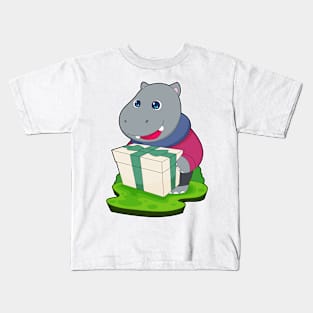 Hippo Christmas Package Kids T-Shirt